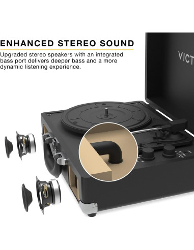 Reproductor de Discos Victrola Journey II Bluetooth Negro