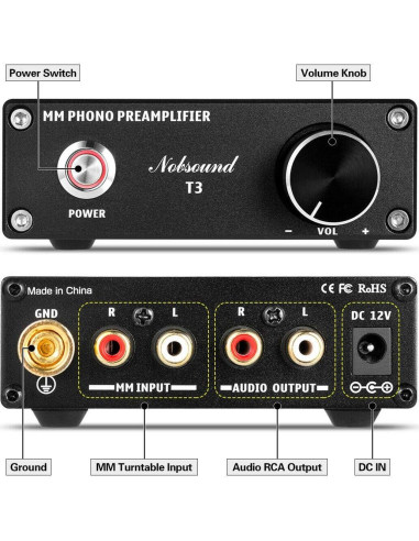 Preamplificador de Phono Douk Audio T3 para Turntable Hi-Fi