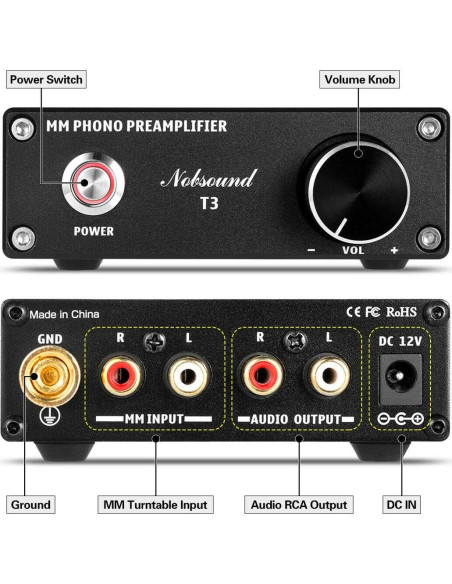 Preamplificador de Phono Douk Audio T3 para Turntable Hi-Fi