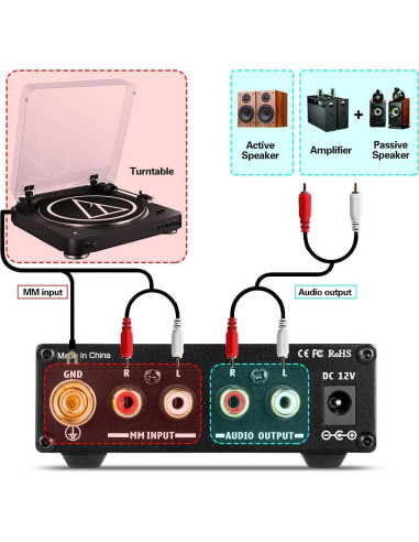 Preamplificador de Phono Douk Audio T3 para Turntable Hi-Fi