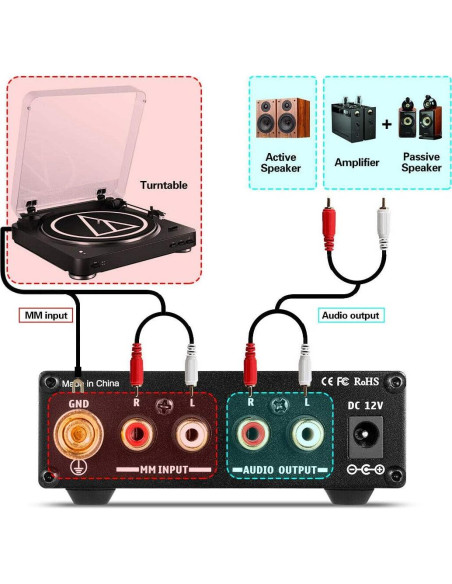 Preamplificador de Phono Douk Audio T3 para Turntable Hi-Fi