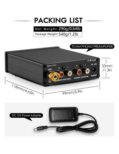 Preamplificador de Phono Douk Audio T3 para Turntable Hi-Fi