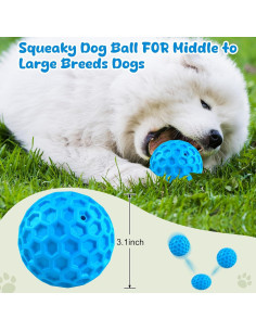 Pelota Squeaky para Perros ZRIFAQESW 8cm Indestructible Azul 2