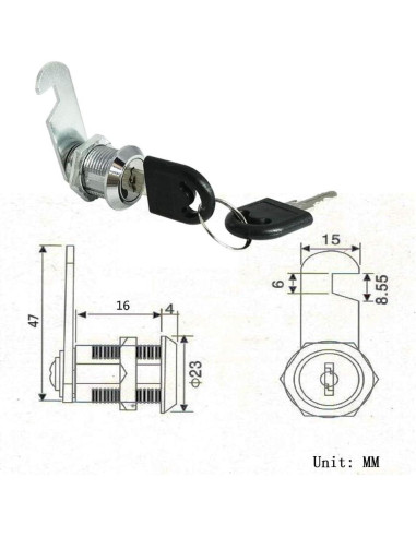 Cerradura de cilindro CORGRE 16mm con llave - 2 Pack