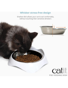 Plato de Alimentación Doble Catit PIXI para Gatos - Acero Inoxidable 2