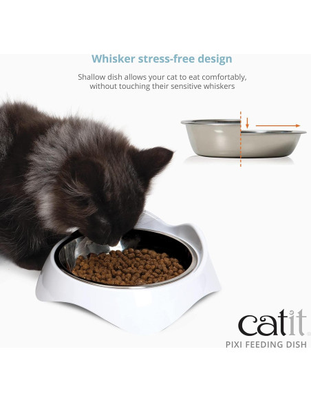 Plato de Alimentación Doble Catit PIXI para Gatos - Acero Inoxidable