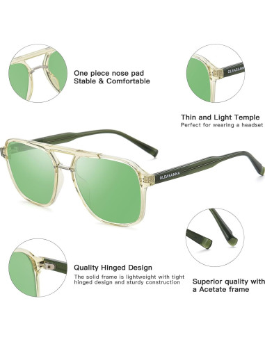 Gafas de bloqueo luz azul GLEASANNA verde, protección UV 100%