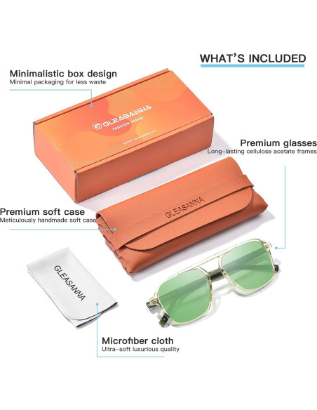 Gafas de bloqueo luz azul GLEASANNA verde, protección UV 100%