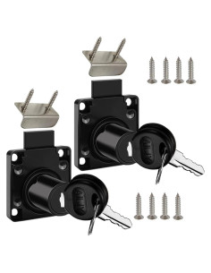 Cerradura de Cajón Junrbx para Gabinete 2 PCS 19 mm Negro