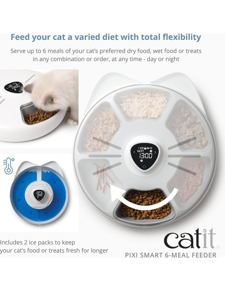 Alimentador Inteligente Catit PIXI 6 Comidas Programable Blanco