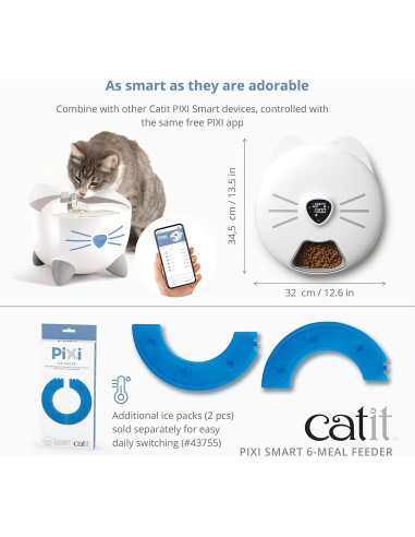 Alimentador Inteligente Catit PIXI 6 Comidas Programable Blanco