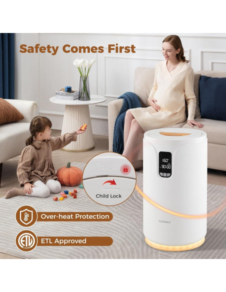 Calentador de Toallas COSTWAY 20L con Luz RGB y Temporizador