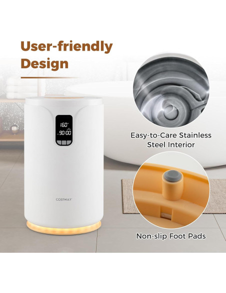 Calentador de Toallas COSTWAY 20L con Luz RGB y Temporizador