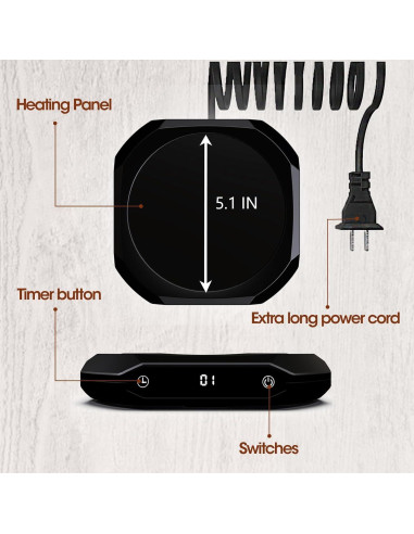 Calentador de Tazas Inteligente MXMZHXU 40W Negro con Temporizador