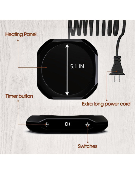 Calentador de Tazas Inteligente MXMZHXU 40W Negro con Temporizador