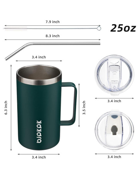 Taza de Café Aislada BJPKPK 740ml Acero Inoxidable Verde Militar