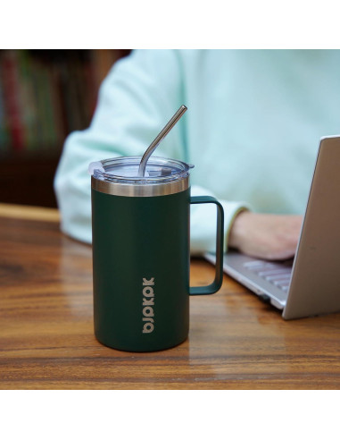 Taza de Café Aislada BJPKPK 740ml Acero Inoxidable Verde Militar
