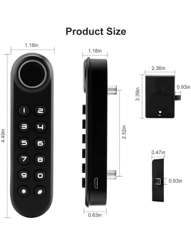 Cerradura de Gabinete MYPIN con Huella Dactilar y USB
