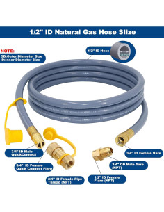 Manguera de Gas Natural 12 Pies 1/2" ID SUMNEW con Conector Rápido 2