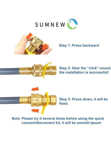 Manguera de Gas Natural 12 Pies 1/2" ID SUMNEW con Conector Rápido