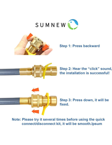 Manguera de Gas Natural 12 Pies 1/2" ID SUMNEW con Conector Rápido