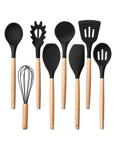 Juego de Utensilios de Cocina Herogo 8 Piezas Silicona y Madera