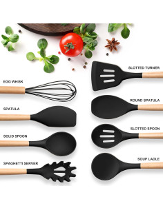 Juego de Utensilios de Cocina Herogo 8 Piezas Silicona y Madera 2