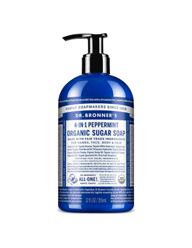 Jabón Orgánico Dr. Bronner's Menta 340 g - Vegano y Sostenible