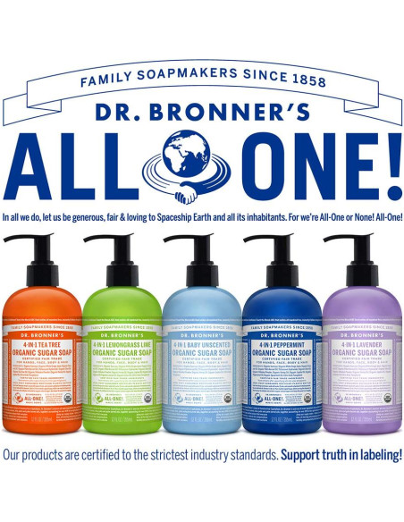 Jabón Orgánico Dr. Bronner's Menta 340 g - Vegano y Sostenible