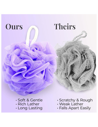 Esponja de Baño Loofah Premium 3 Pack 60g - Suave y Colorida