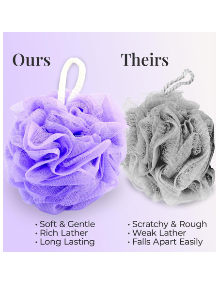 Esponja de Baño Loofah Premium 3 Pack 60g - Suave y Colorida