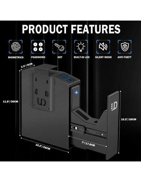 Caja Fuerte Biométrica Urban Deco para Pistolas con Acceso Rápido