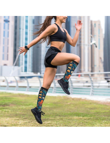 Calcetines de Compresión Unisex 15-20mmHg Soporte para Pantorrilla