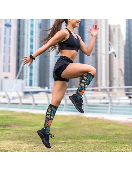 Calcetines de Compresión Unisex 15-20mmHg Soporte para Pantorrilla