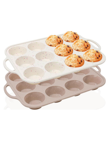 Molde para Muffins de Silicona Vinino 2Pack 12 Tazas Antiadherente