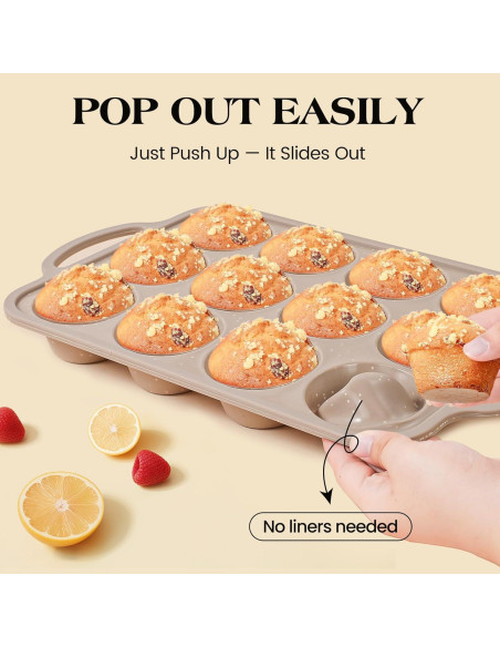 Molde para Muffins de Silicona Vinino 2Pack 12 Tazas Antiadherente