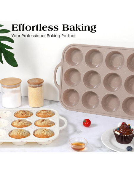 Molde para Muffins de Silicona Vinino 2Pack 12 Tazas Antiadherente