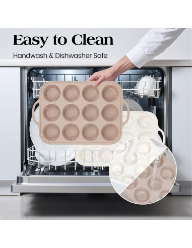 Molde para Muffins de Silicona Vinino 2Pack 12 Tazas Antiadherente