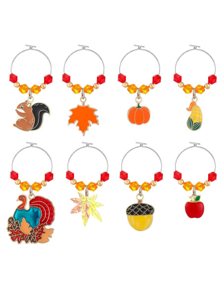 Marcadores de Vino de Acción de Gracias Sasylvia - 8 Piezas