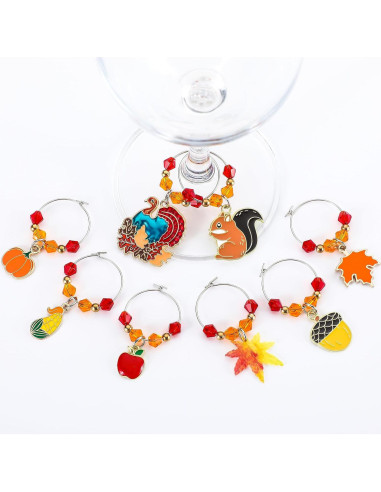 Marcadores de Vino de Acción de Gracias Sasylvia - 8 Piezas