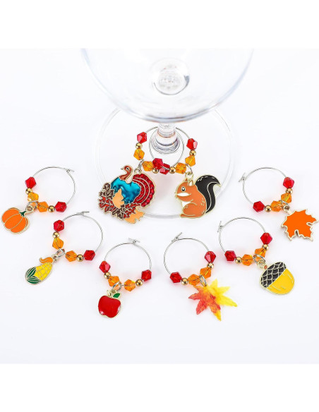 Marcadores de Vino de Acción de Gracias Sasylvia - 8 Piezas