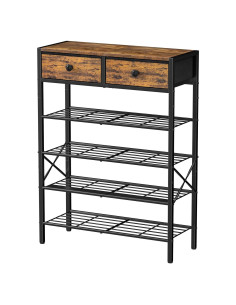 Estante para Zapatos UNITSTAGE 5 Niveles Marrón Rústico 16-20 Pares