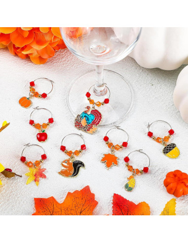 Marcadores de Vino de Acción de Gracias Sasylvia - 8 Piezas