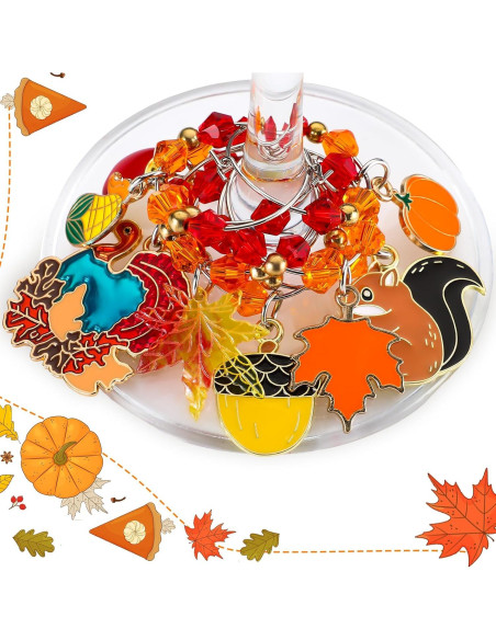 Marcadores de Vino de Acción de Gracias Sasylvia - 8 Piezas