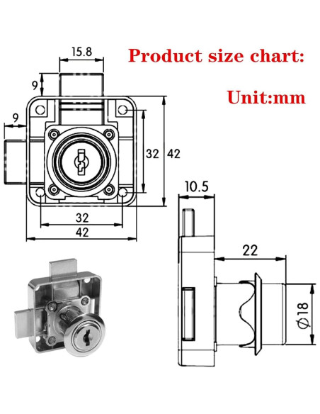 Cerradura de Doble Puerta Dczonihup con Llave Universal 2 Pcs