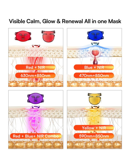 Máscara de Terapia de Luz Roja INIA - 4 Modos, LED 850nm, Recargable