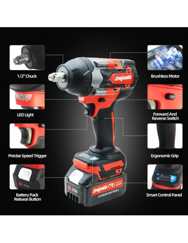 Llave de impacto inalámbrica Dogtooth 20V 850Nm 3200RPM