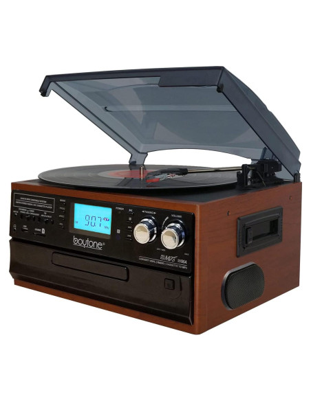 Reproductor de Vinilo Bluetooth Boytone BT-22MS con Radio y CD