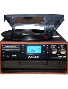 Reproductor de Vinilo Bluetooth Boytone BT-22MS con Radio y CD 2