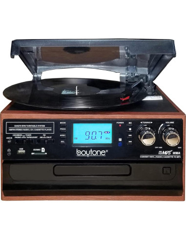 Reproductor de Vinilo Bluetooth Boytone BT-22MS con Radio y CD